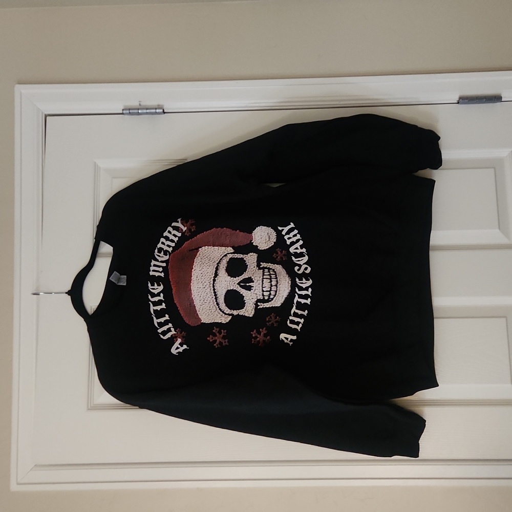 A little merry a little scary Skulll Santa sweatshirt